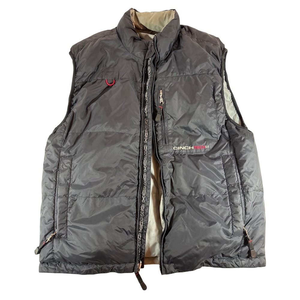 Cinch Tech Mens Reversible Down Puffer Vest Black Gray Miller Intl Denver CO M